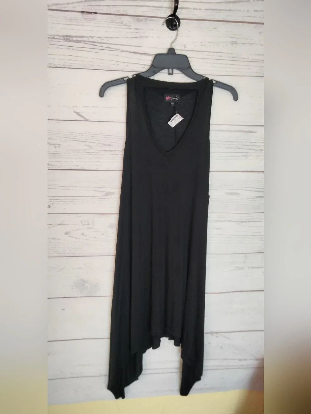 Marshalls Black Sleeveless V-Neck Handkerchief Hem Tank Dress